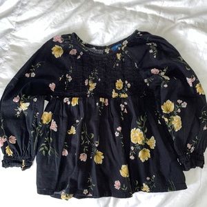 EUC Black floral 3T Blouse